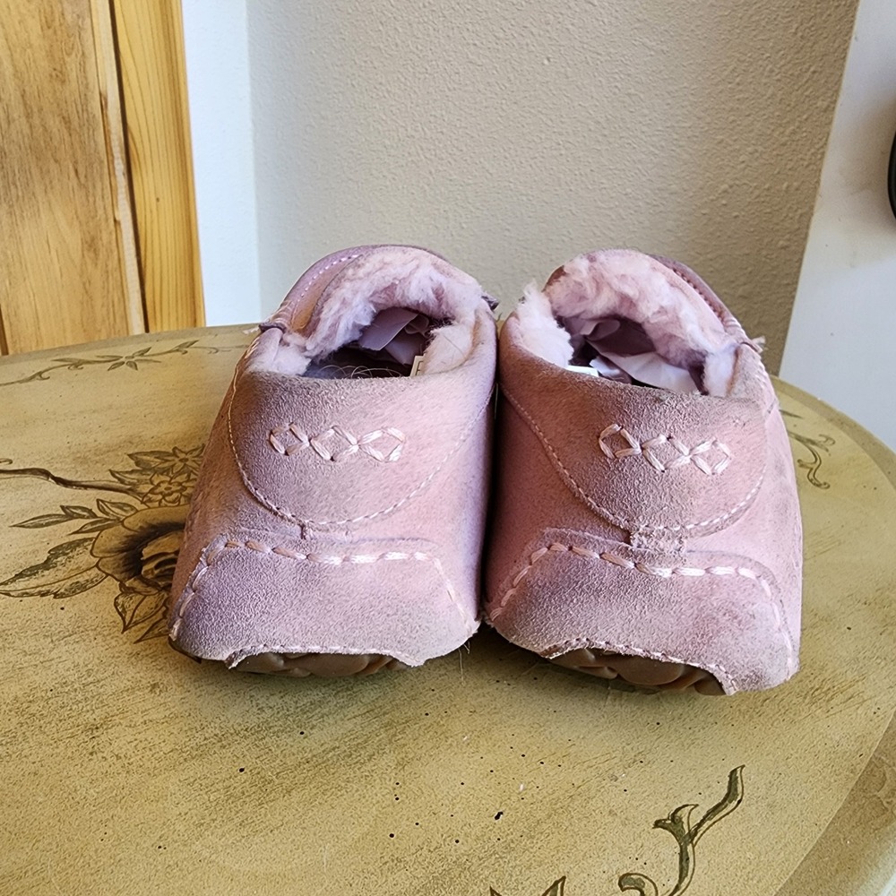UGG Sz 9 Pink Suede Ansley Moccasin Slippers 1106878 Cozy Warm Winter Scandi - Picture 4 of 7